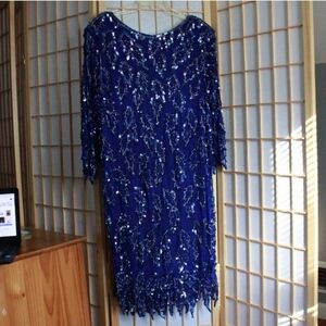 Vintage Scala Bead & Sequin Accent Formal Dress